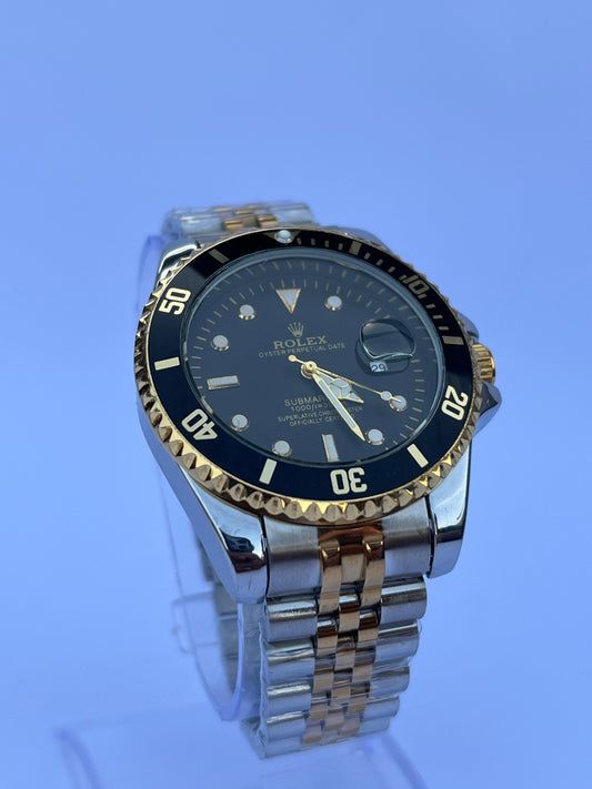Rolex Submariner Style Watch – Black & Gold Bezel