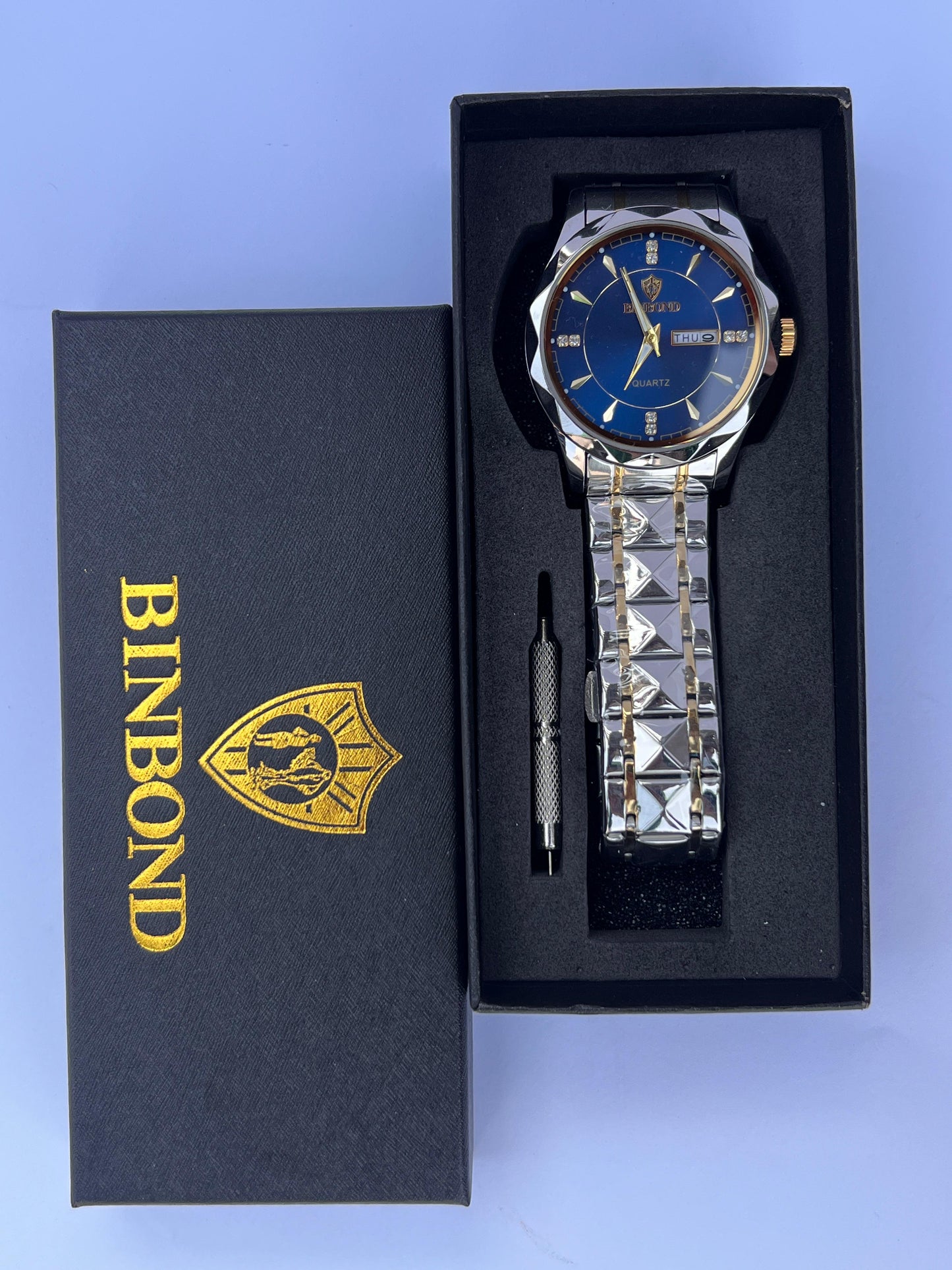 BINBOND Luxury Men's Quartz Watch – Dual Tone