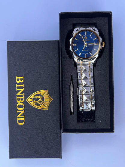 BINBOND Luxury Men's Quartz Watch – Dual Tone