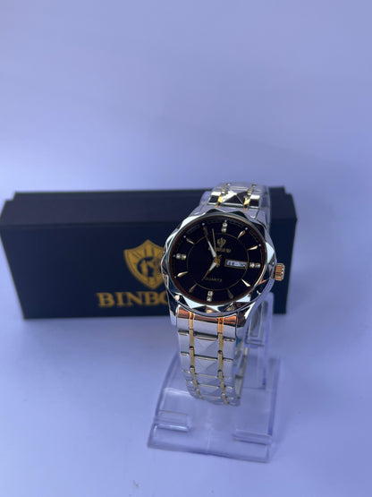 BINBOND Luxury Men's Quartz Watch – Dual Tone