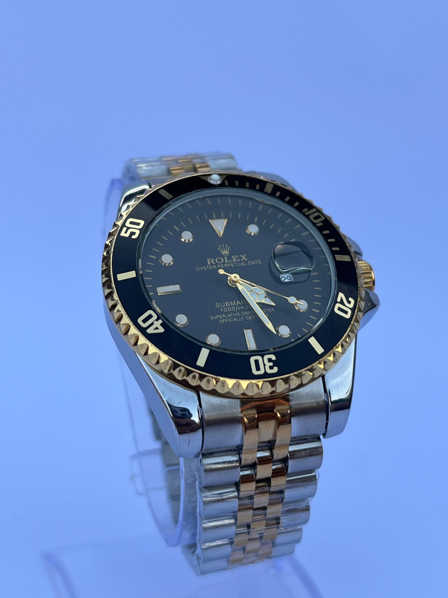 Rolex Submariner Style Watch – Black & Gold Bezel