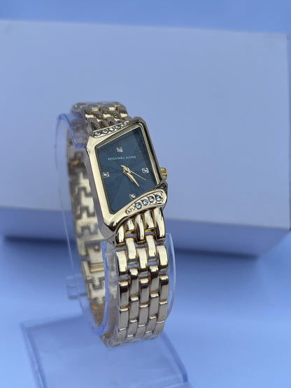 Elegant Michael Kors Women's Rectangular  Watch - Gold & Rose Gold Tones